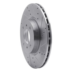 Nissan Sentra Brake Rotor (1) - Front Right - R1 Concepts - Drilled & Slotted - Silver - `04-`06